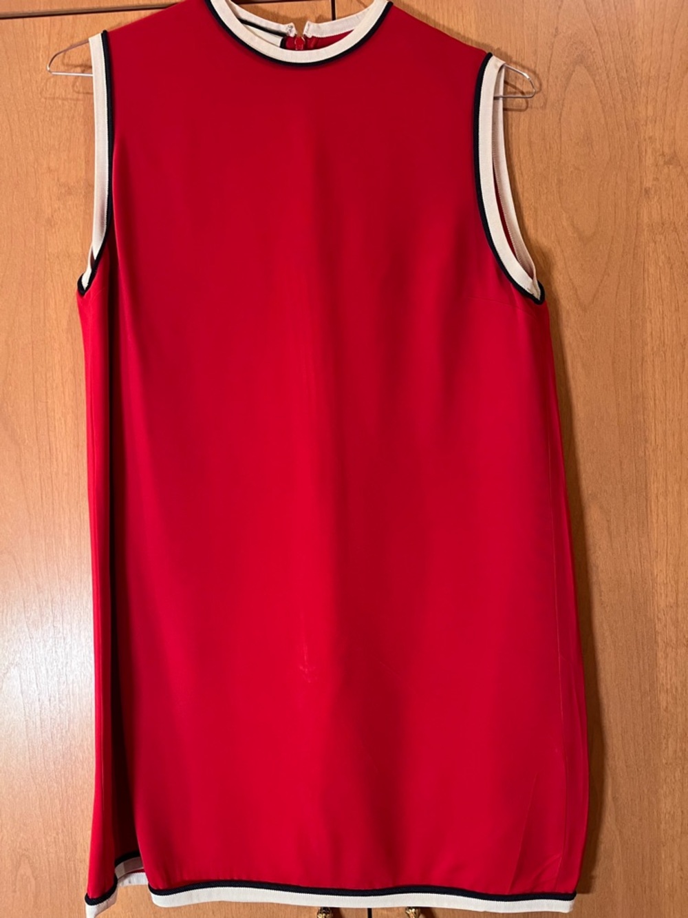 Gucci Red Sleeveless Shift Dress with Contrast Trim